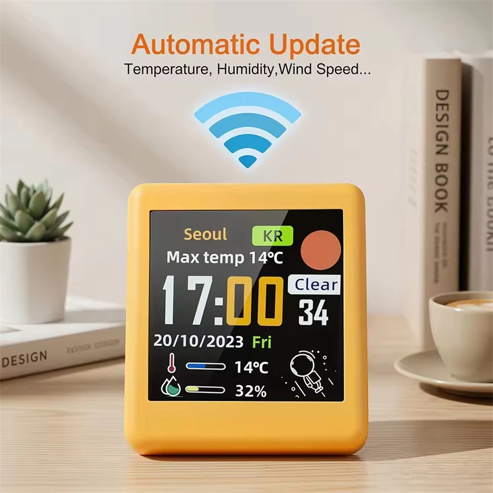 Ultra Portable Smart Wifi Weather Station Display Weather Temperature Humidity Time Alarm Clock Desktop Decoration