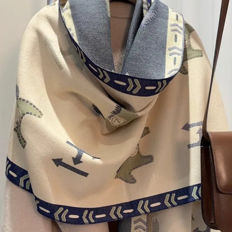 وشاح طويل فاخر 2025 للنساء شتاء دافئ فو الكشمير التفاف اضافية كبيرة سرق لينة أفخم اتجاهين ارتداء شحن مجاني #4