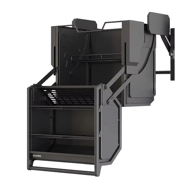 Modern Kitchen Cabinet Lift System Drop-down Basket Cabinet Drop-down Glass Storage Basket Lift Storage Organizer Elevator