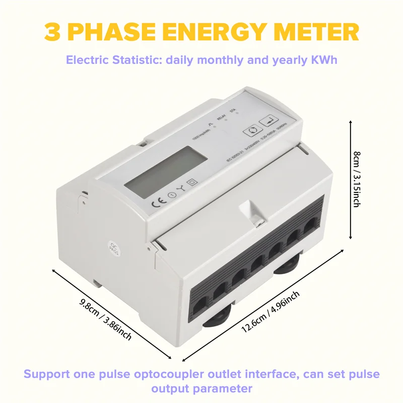REPLA-Wifi 3 Phase Bi Direction Energy Meter Kwh Power Monitor Wattmeter Tuya App Remote Switch On OFF 3X110/190V 230/400VAC