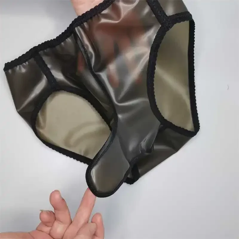 Sexy Men Underwear Soft Latex Wateproof PVC Plastic Fitted T-Briefs  DJ Club Bar FKK Show Dance Private Party Lingerie Panty BF