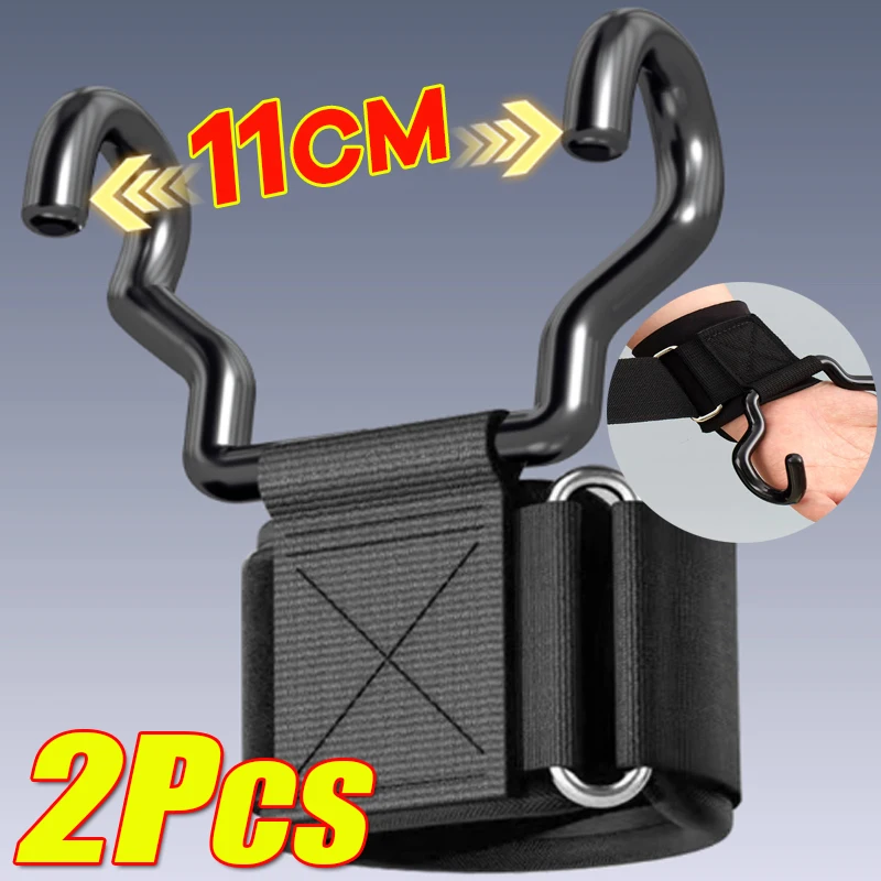 Hand-Bar Wrist Strap Gym Fitness Hook Weight Strap Pull-Ups Power Lifting Gloves Weight Lifting Hook Grips with Wrist Wraps