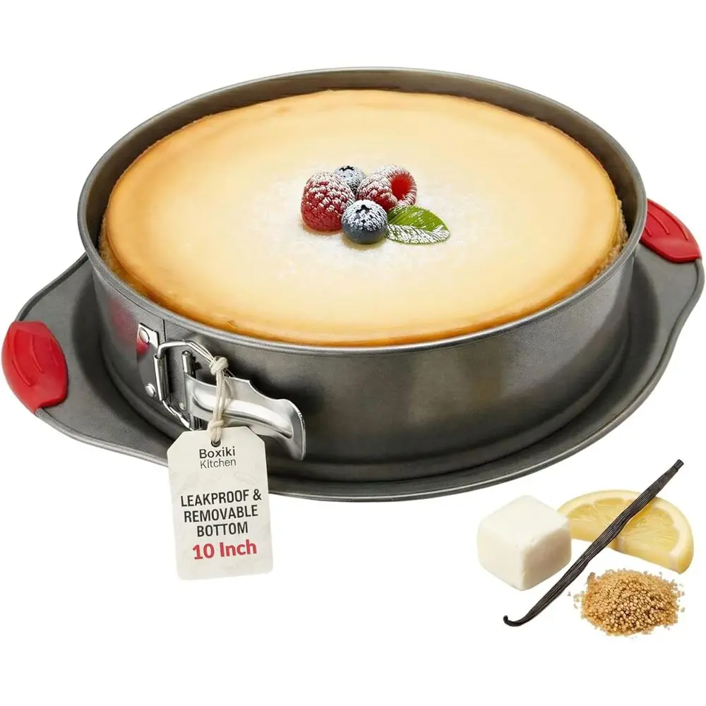 

10 Inch Nonstick Springorm Pan, Proional Spring orm and Cheeke Bg Mold, Leakproo Cake Pan with Silicone Handles