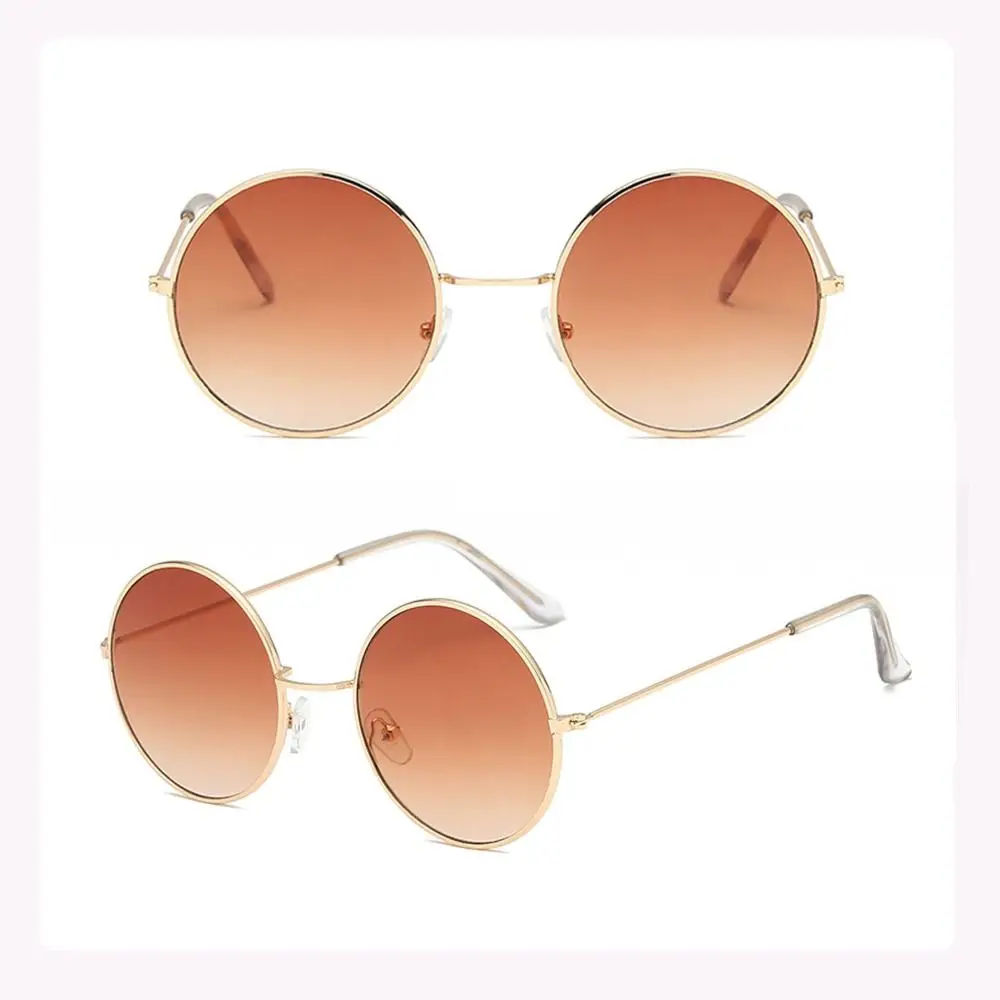 Street Photos Decoration Sun-Protective Round Sunglasses Metal Frame Punk Driving Glasses Outdoor Eyewear for Women Man