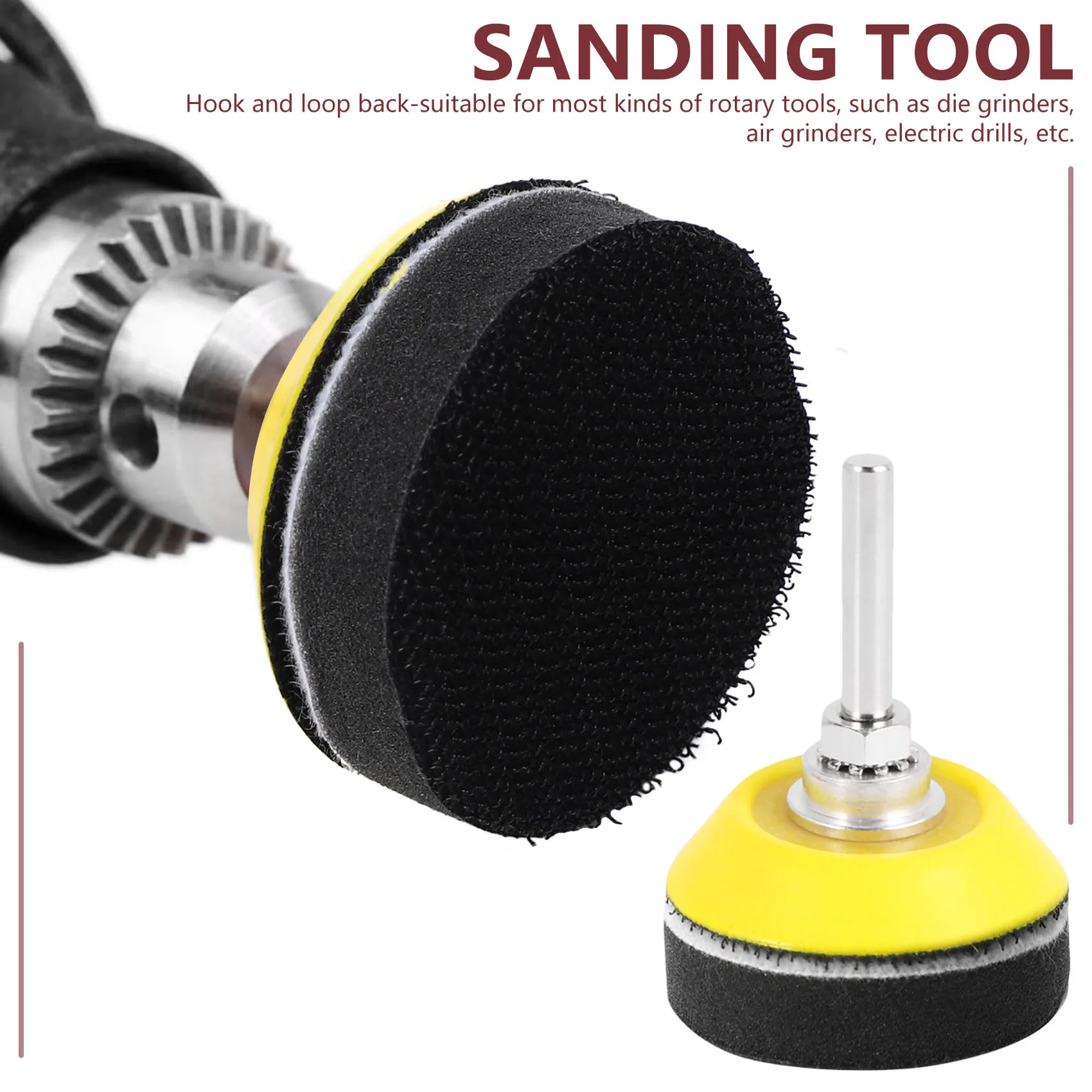AS63-6 Buah Bantalan Pengamplasan Kait dan Lingkaran 2 Inci Bantalan Pengganti Cakram Pengamplasan dengan Bor Batang 1/4 Inci dan Bantalan Penyangga Busa