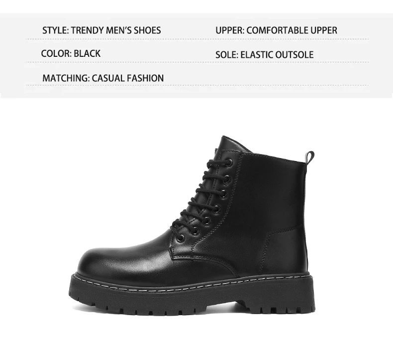 Herren-High-Top-Stiefel, Herrenschuhe, mittelhohe Schaftform, bequemes Innenfutter, modisches Obermaterial, guter Halt, große Größen, geeignet für den Innenbereich. – Detail 4