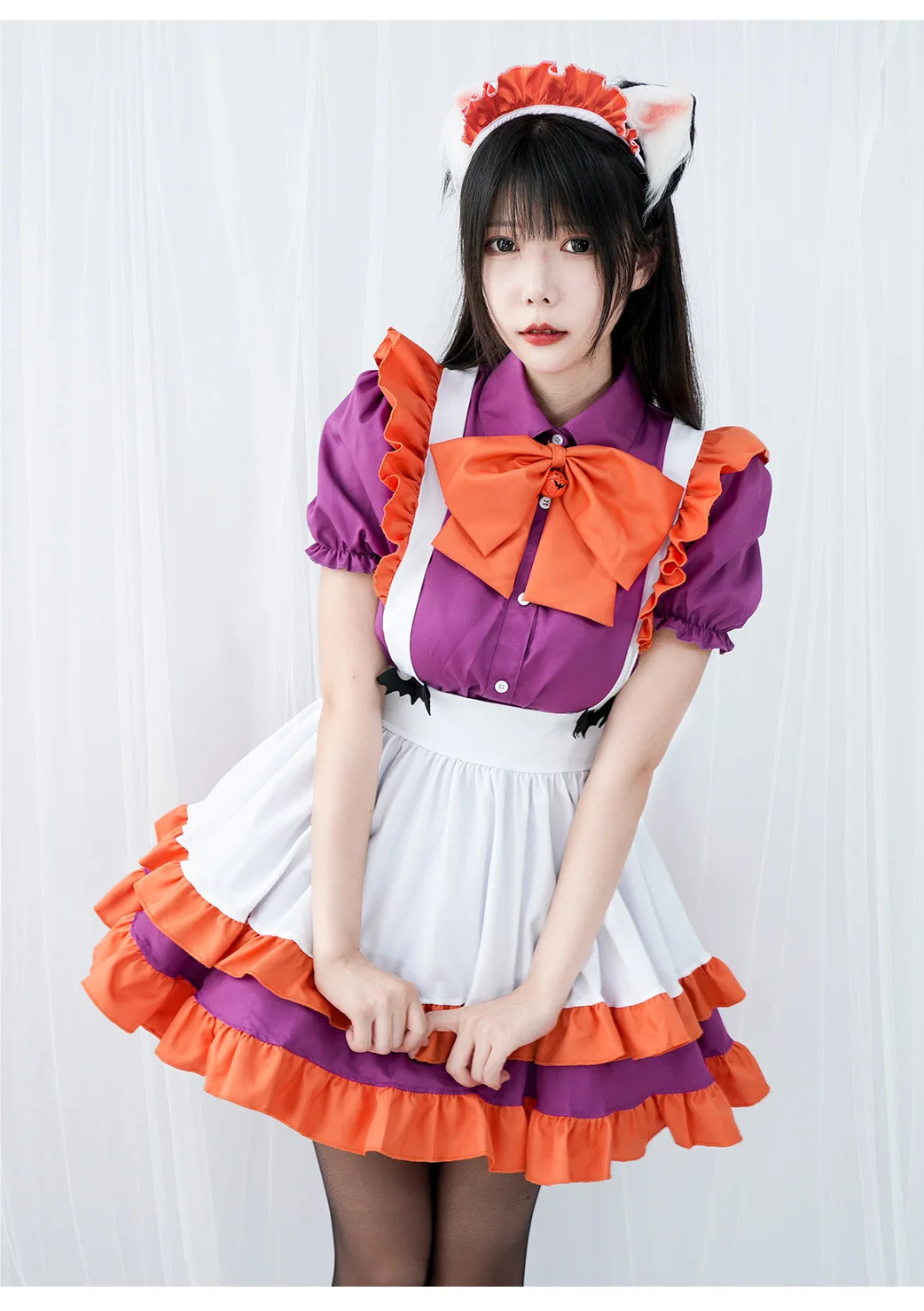 Halloween Schattige Meid Cosplay Kostuums Voor Vrouwen Lolita Korte Mouw Meid Schort Jurk Kawaii Cafe Strik Kleding Carnaval Kleding