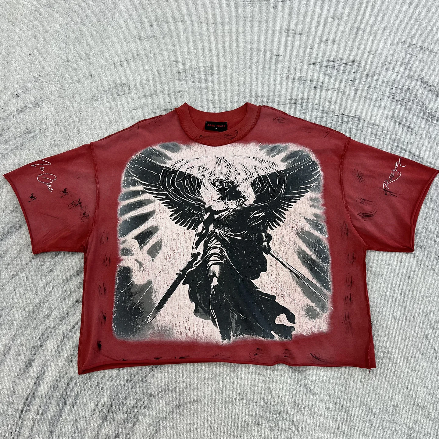 

American Style Short Sleeve T-Shirt Oversized Fit Retro Design Cuffed Hem Printed Pattern Cotton Comfortable Breathable Unisex