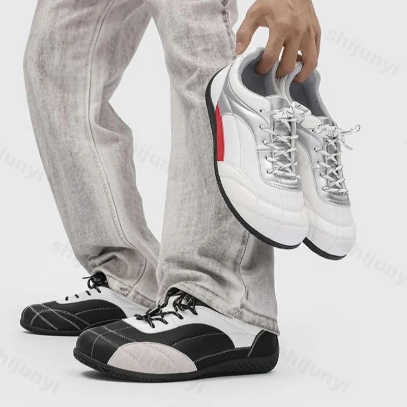 

2024, весенняя новая мужская модная тенденция, нескользящая повседневная спортивная обувь, низкие кеды на тонкой подошве, универсальные удобные кроссовки на плоской подошве со шнуровкой