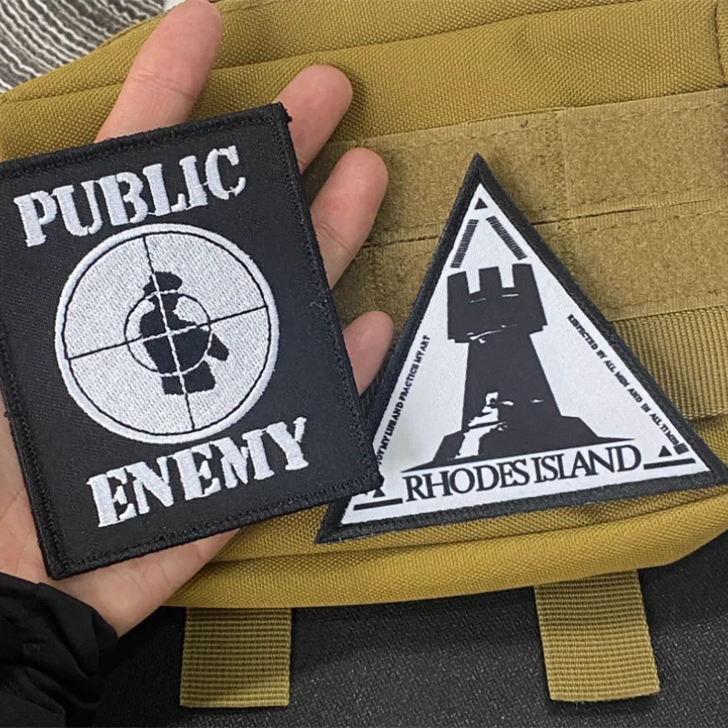 Rhode Island Printed Patch Public Enemy Embroidered Badge Tactical Military Morale Badge Hook and Loop Appliques for Clothing