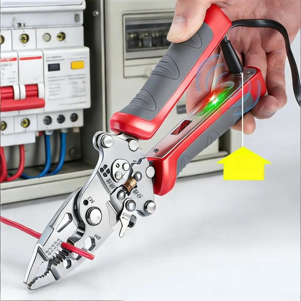 Faltbare Abisolierzange Multifunktionales Spannungsprüfgerät Crimpwerkzeug Wiederaufladbare Elektrikerzange Elektrikerwerkzeug – Detail 7