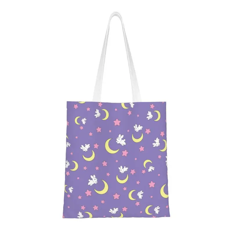 Personalizzato stampato Usagi Tsukino Moon Shopping Tote Bags riutilizzabile tela spalla Shopper Anime giapponese Sailor Manga Handbag