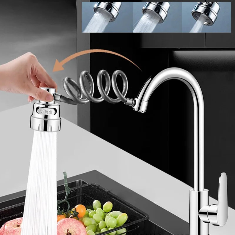 360 °   Ajuste extensor de torneira da pia da cozinha filtro spray três modos de poupança de água pressurizado gadget do banheiro doméstico