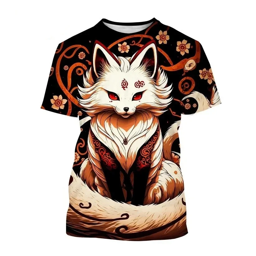 2024 New Fashion Men's Tshirt 3D Animal Polar Fox Print Summer Casual Short Sleeved Tee Oversized Round Neck Street Clothing Top