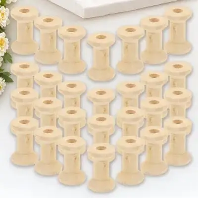 

100pcs Wooden Spool Empty Thread Spools For Sewing Yarn Winding Bobbins Diy Crafting Embroidery Holder Wooden Spindles Craft