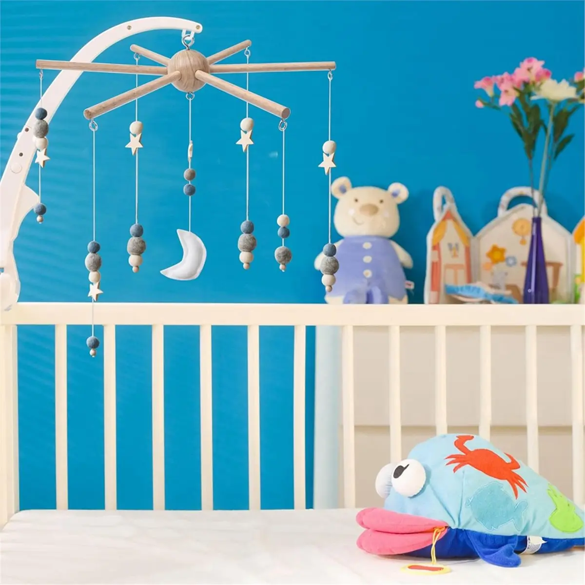 COFA DIY Decorative Natural Wooden Wind Chime Equipment for Infant Boy Girl Home Nursery Bedroom Ceiling Wall Balcony