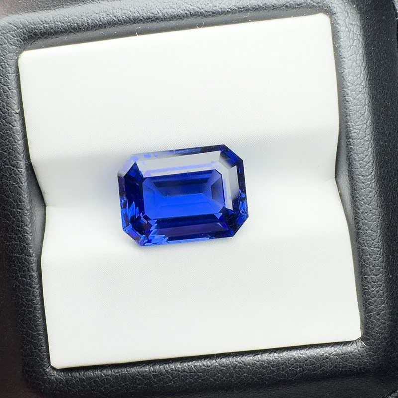 ラボ グロウン サファイア エメラルド カット ロイヤル ブルー 10x14mm 9.5ct VVS1 宝石 DIY ジュエリー作成用 AGL 証明書付き