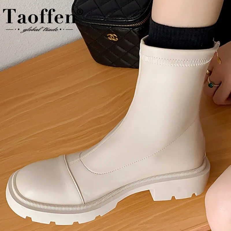 

Taoffen Big Size 33-43 Women Ankle Boots Ins Hot Flat Heel Winter Shoes Ladies Daily Club Ins Short Boots Female Footwear