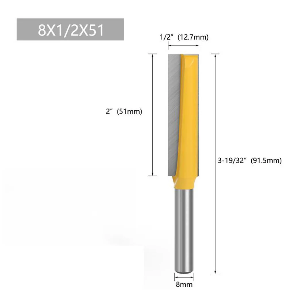 8mm Shank Router Bit Bottom Wood Cleaning Bit Straight Router Bit Woodwork Milling Cutter YG6X Carbide Tip Power Tool Parts