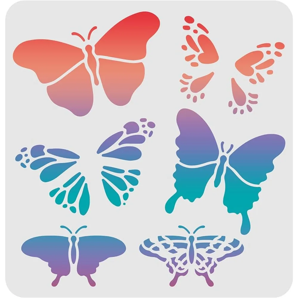 Butterfly Stencils Template 11.8x11.8inch Plastic Butterfly Drawing Painting Stencils Square Reusable Stencils for Painting