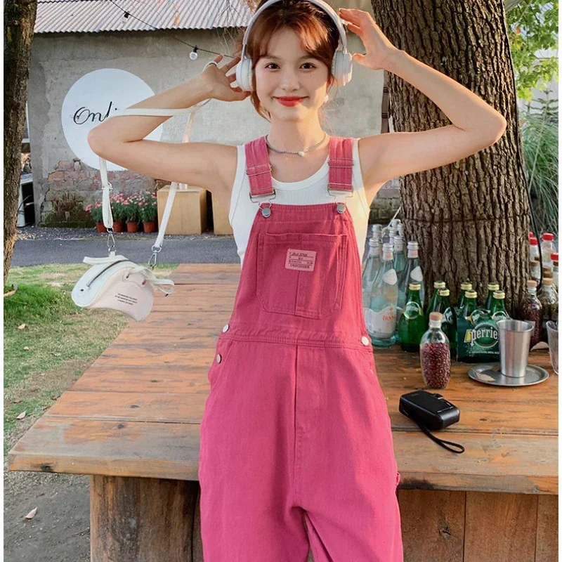 

Spring and Summer Versatile Women's Clothing Age Reducing Jeans Denim Straps Pants Net Red Loose Slim Jeans Women's