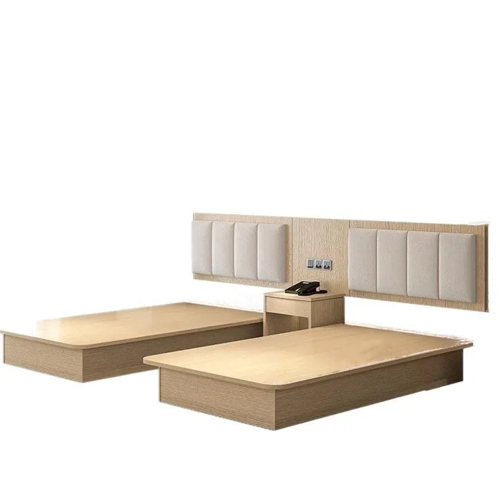 # Standard Room Hotel Furniture Set One-Stop Group Cargo Special Box Bed Frame MDF Oak For Home Bedroom