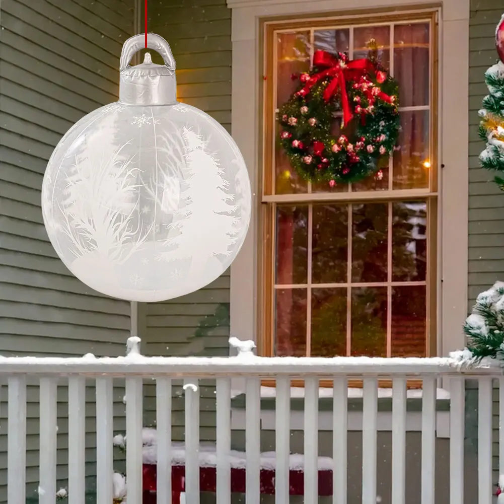40cm Giant Inflatable Christmas Ball Large Outdoor Decorated Ball Outdoor Christmas Decorations Holiday Yard Lawn Porch Decor