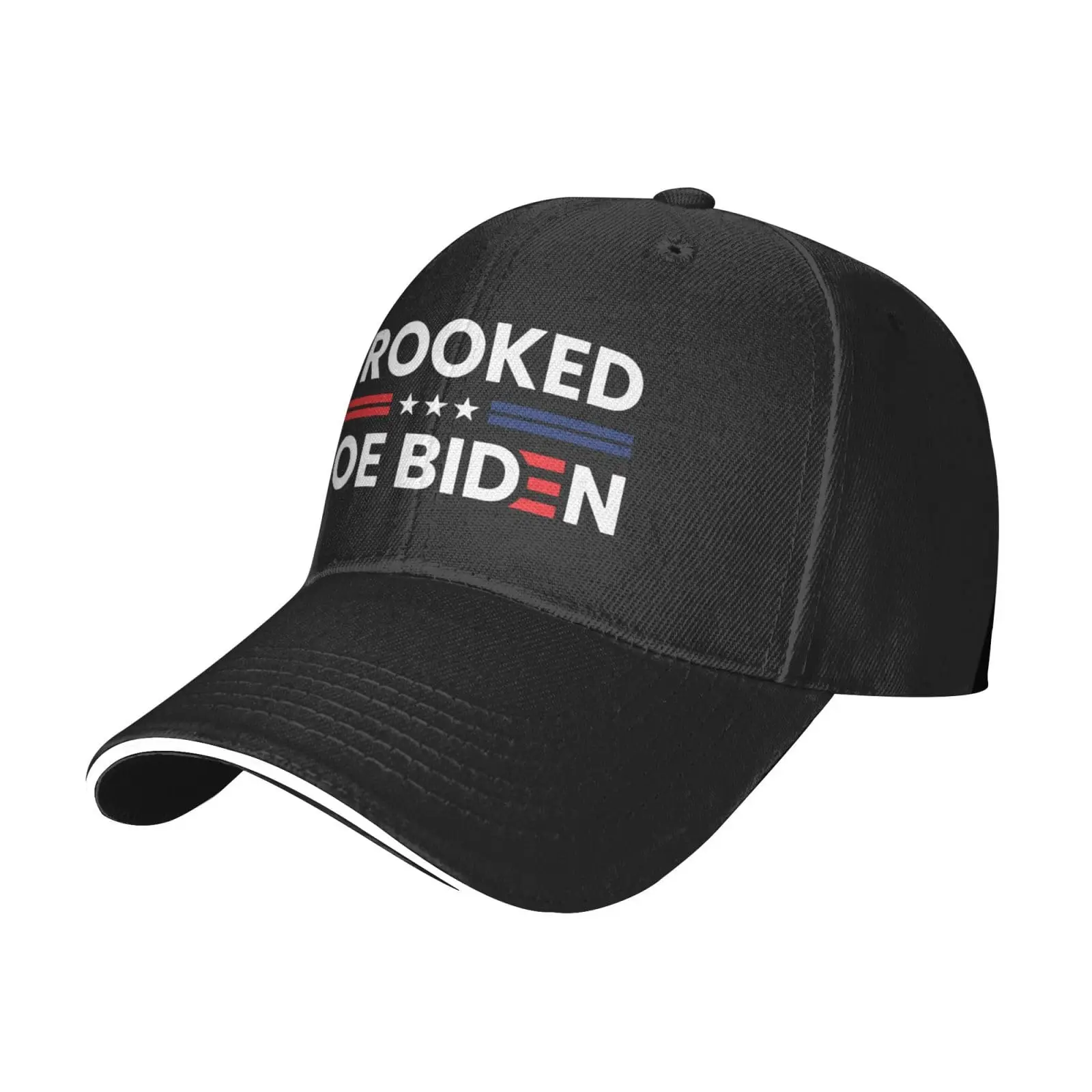 Crooked Joe Biden Baseball Caps Woman Mans Fashionable Adjustable Flat Brim Hat Sandwich Duck Tongue Hat Black