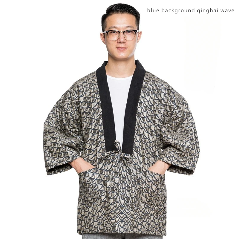 New Winter Japanese Warm Kimono Cotton Jacket Traditional Japanese Semi Wrapped Parkas Feather Woven Loose Fitting Jacket