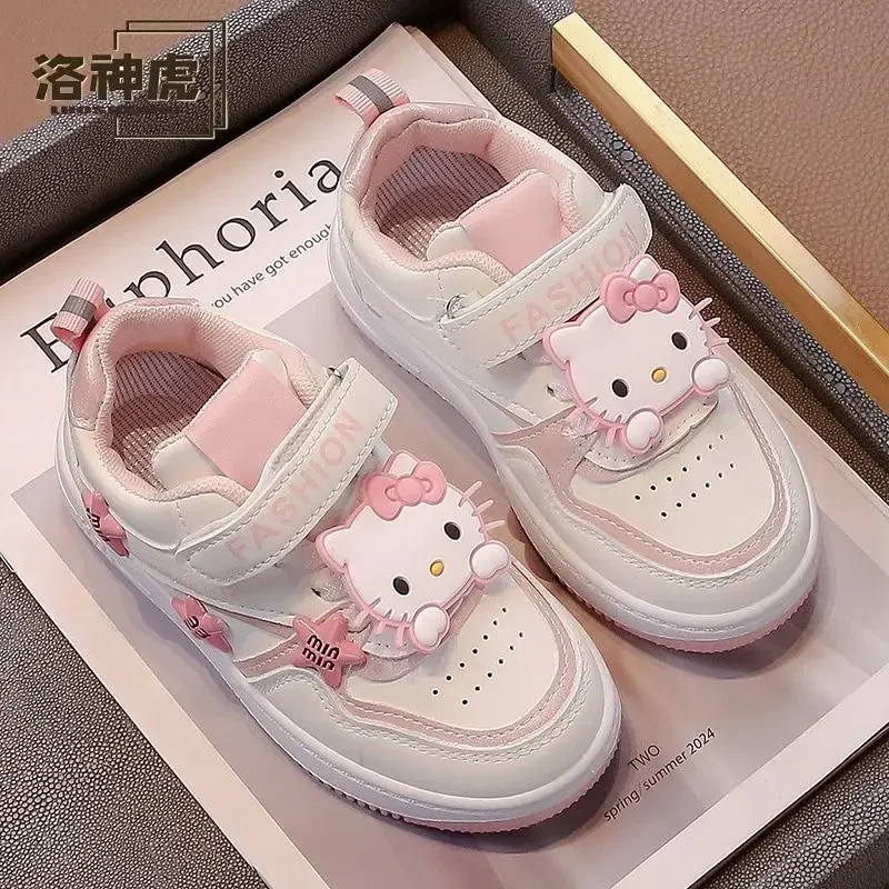 Girly Heart Kawaii Sanrio Fashion Hello Kitty Sports Shoes Spring Autumn Ins Children Casual Board Sneakers Gifts for Girls