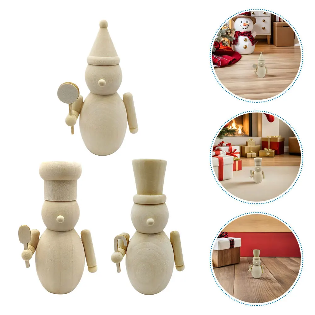 

3Pcs Wood Nutcracker Figures DIY Unpainted Craft Set for Holiday Decor Family Crafting Festive Wooden Decoration Pieces