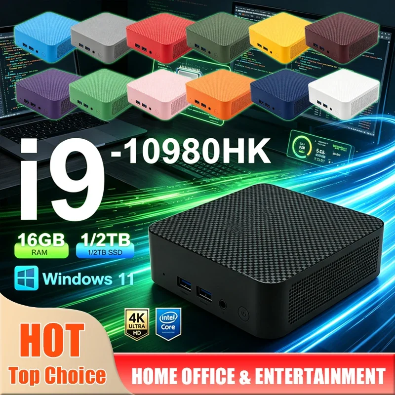 Mini PC Intel Core I9 10980HK Windows 11 Small Pocket Cmputer 16GB RAM 1/2TB SSD WIFI6 BT5.2 4K Desktop PC Gaming Computer