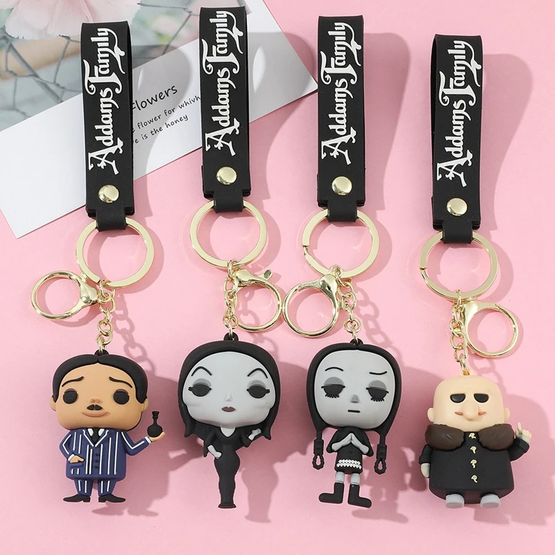 6cm POP Wednesday Addams Keychain Anime Figure Wednesday PVC Pendant Keyring Car Backpack Bag Key Holder Decoration Accessories