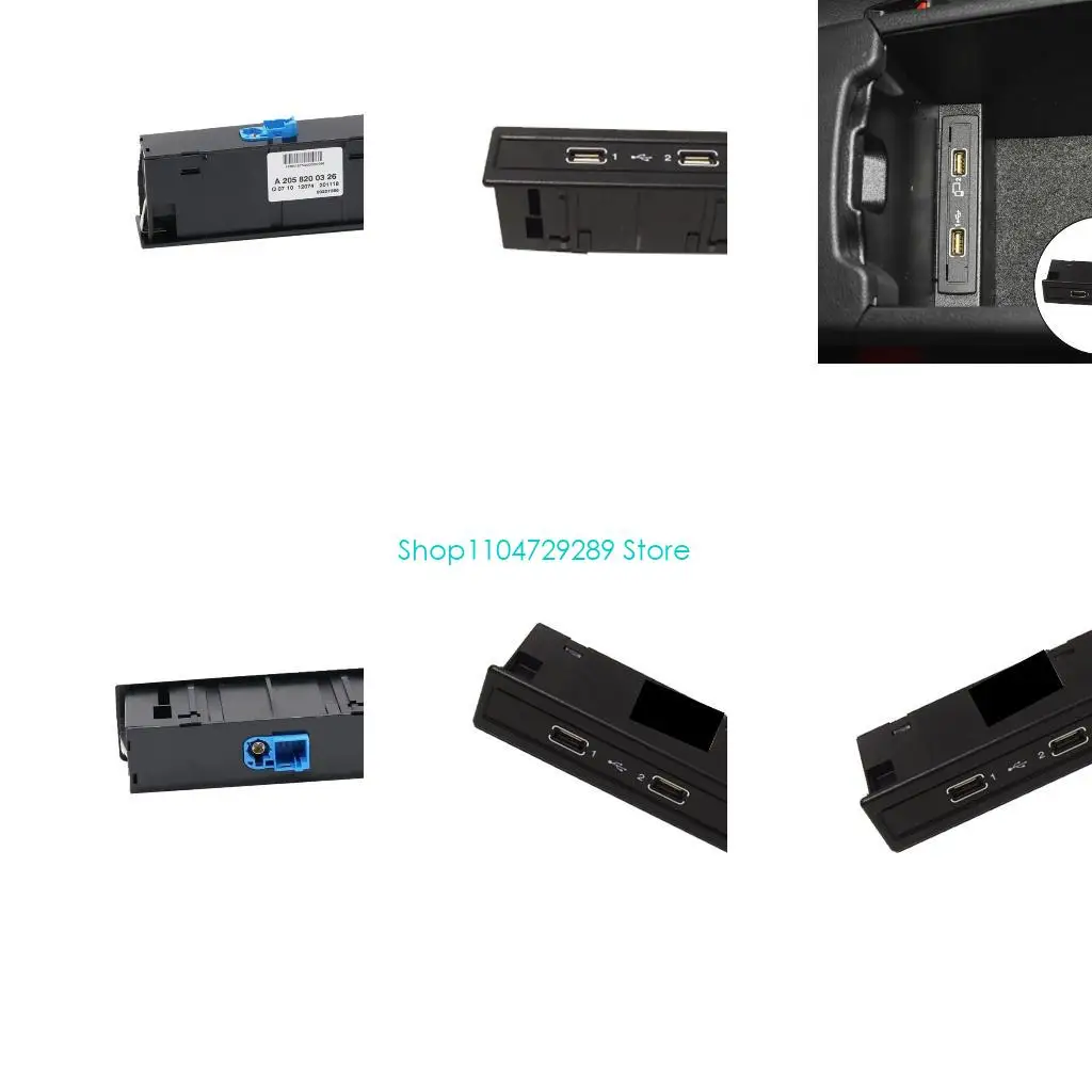 D8KE Center Console USB Unit A2058200326 2-Port Media Access Panel for W205 X253 W213 Vehicles with USB-A Faceplate Reference