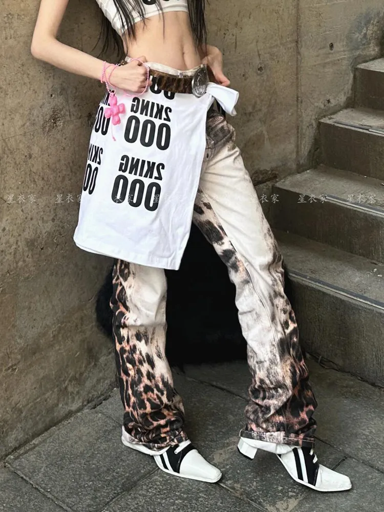 

Pants Leopard Women Trouser Big Ladies Crochet Legging Spring Hip Adult Sporty Blue Harajuku Dance Woman Smooth Autunm Vintage