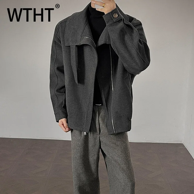 

WTHT Fashion 2025 Sutumn Men's Solid Color Stand Collar Casual Coats Trendy American Style Long Sleeves Jackets Male 2A2232