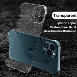 For iPhone 13 12 11 14 15 16 Pro MAX MINI PLUS Clear Camera Lens Protective Frameless Hard PC Shockproof Case