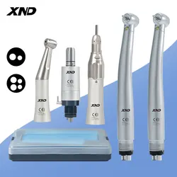 XND Dental Handpiece Set 2PCS with Upgraded LED Light Dental High Speed & Push Button Low Speed Handpiece Kit 2/4 Hole