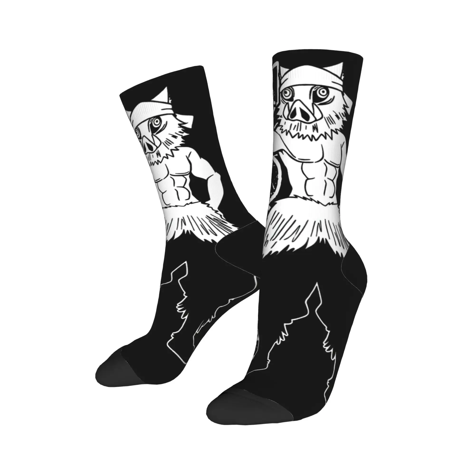 Unisex Men Socks Inosuke  Demon Slayered Stockings Non Skid Warm Soft Socks Spring Modern Graphic Skateboard Socks