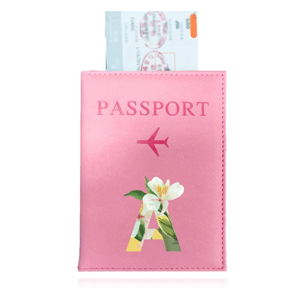 Avião Viagem Passaporte Capa Protetora, PU Passaporte Titular, Tampa do Cartão de Identificação, Impressão UV, Floral Série Cobre, 2024