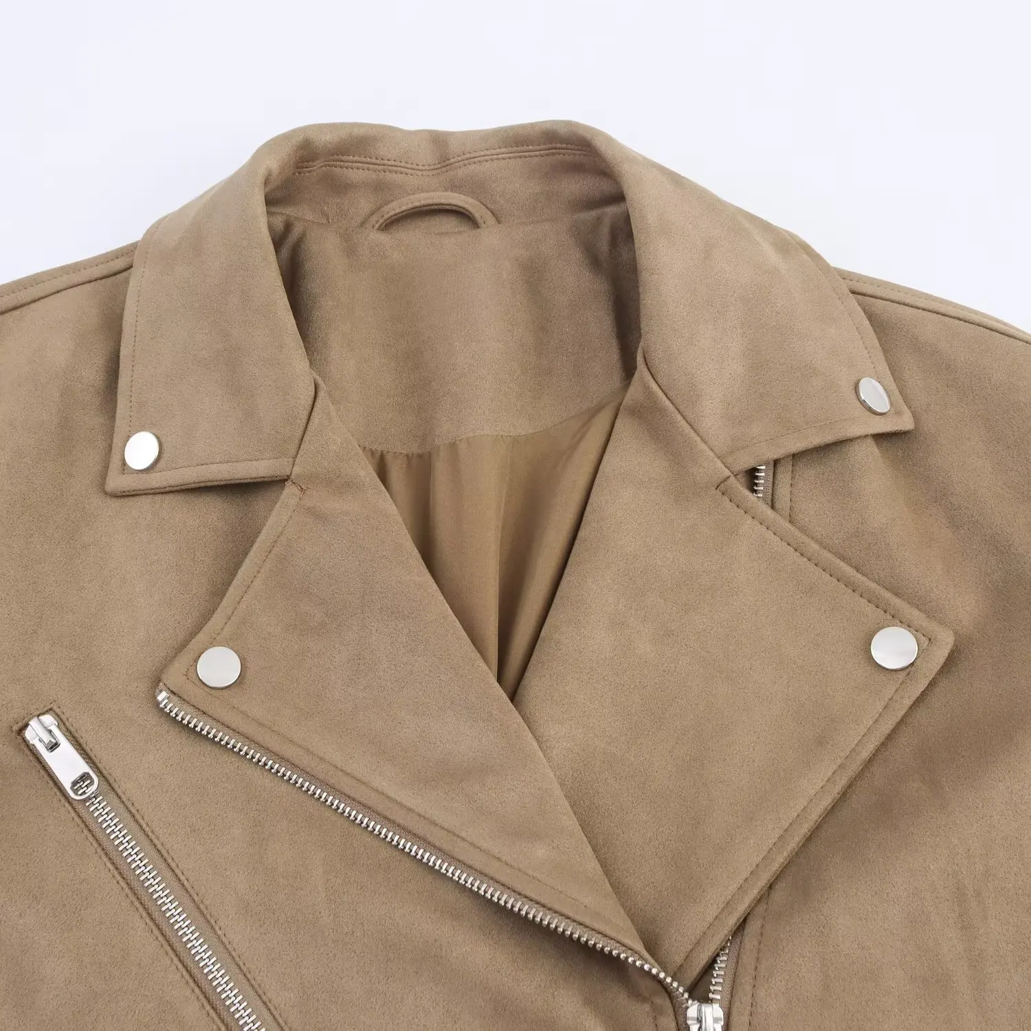 KONDALA Vintage Streetwear Fashion 2025 Autumn Jacket Women Zipper Loose Outwear Turn-down Collar Pockets Casual Female Jacket