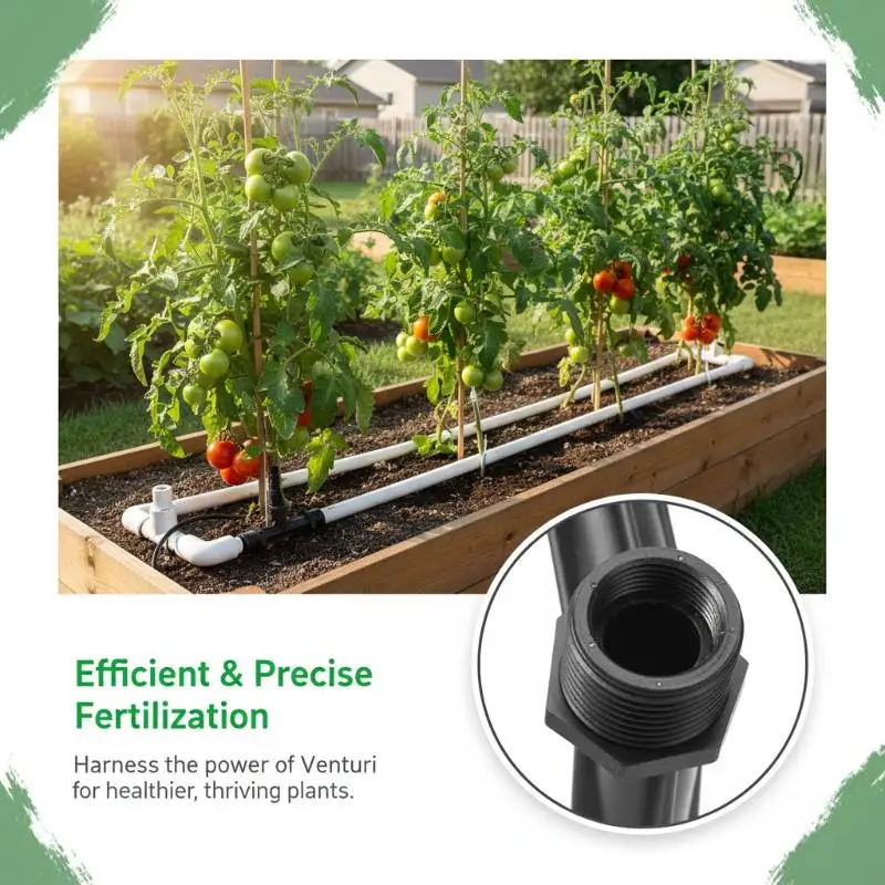 Venturi Irrigation Injector Black Heavy Duty Leakproof Structure for Home Garden Commercial Farm Watering