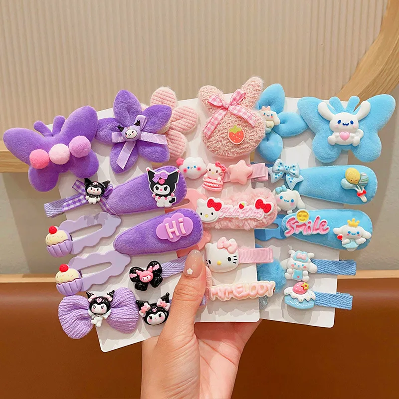 

Sanrio Kuromi children's hair clips girls do not hurt hair side bangs clip girls cartoon plush broken hairpin bb clip