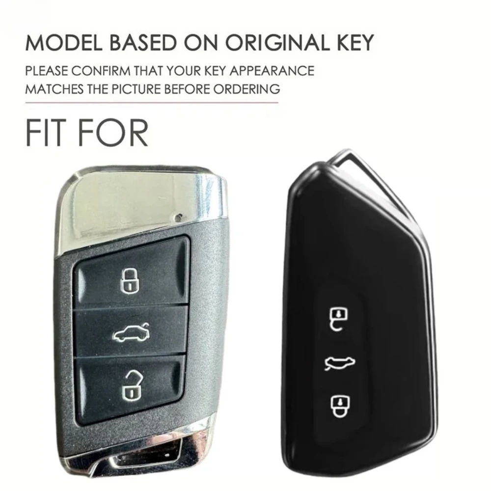 حافظة مفاتيح السيارة غطاء كامل لشركة فولكس فاجن فولكس فاجن جولف 8 MK8 ID.3 ID.4 كوبرا سكودا اوكتافيا سيات ليون MK4 2020-2024 سلسلة مفاتيح أوتوماتيكية #2