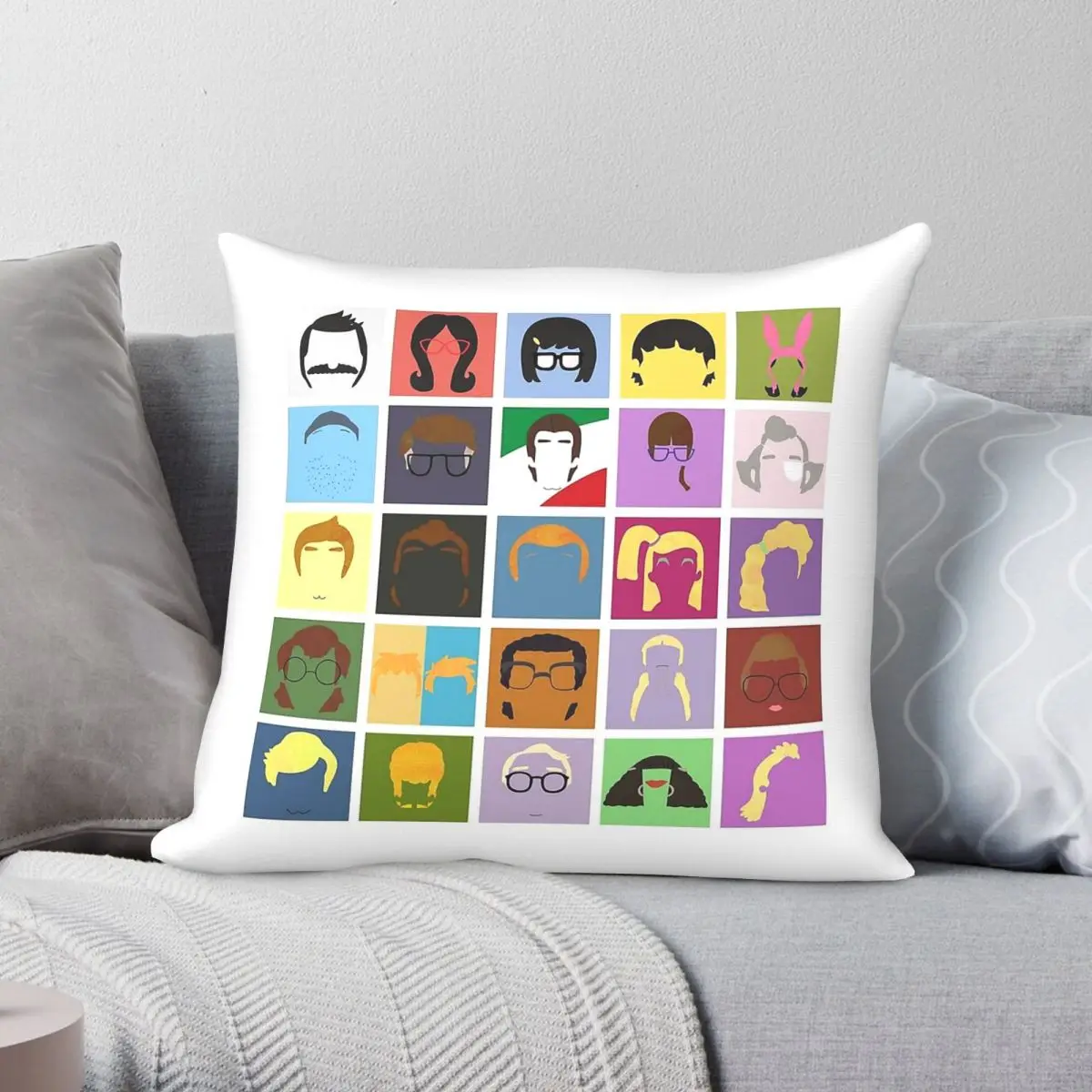 Bobs Burgers Characters Pillowcase Polyester Linen Velvet Pattern Zip Decor Pillow Case Home Cushion Case 18