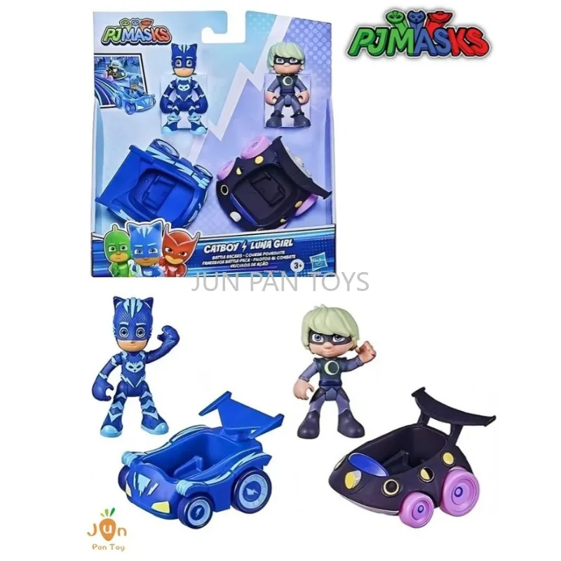 Original Hasbro PJ Masks Catboy Vs Luna Girl Battle Racers Conjunto de Figuras de Ação de Veículos de Brinquedo para Pré-escolares Personagem Clássico de Desenho Animado Infantil
