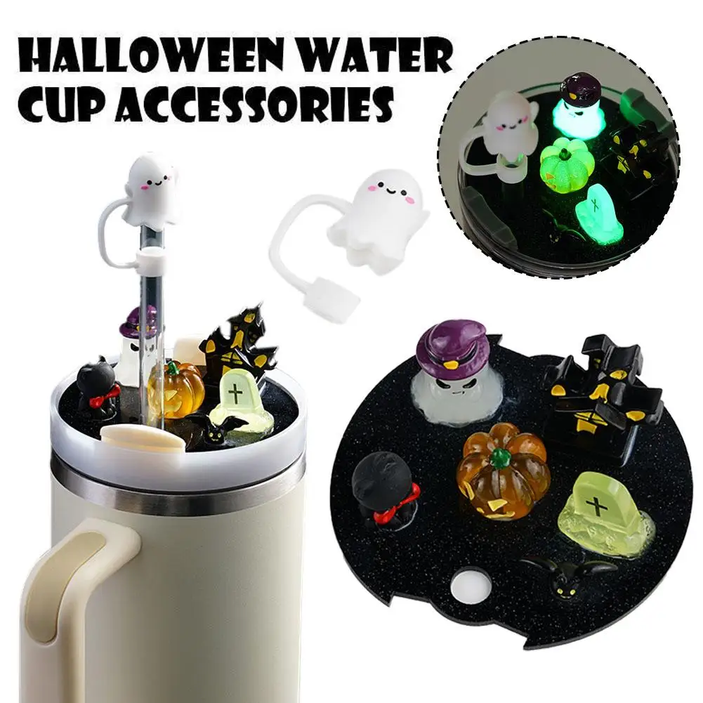 Halloween Straw Cap Mug Accessories For Ice Bars Large Bore Straw Cap Silicone Dust Cap Reusable Party Decoration