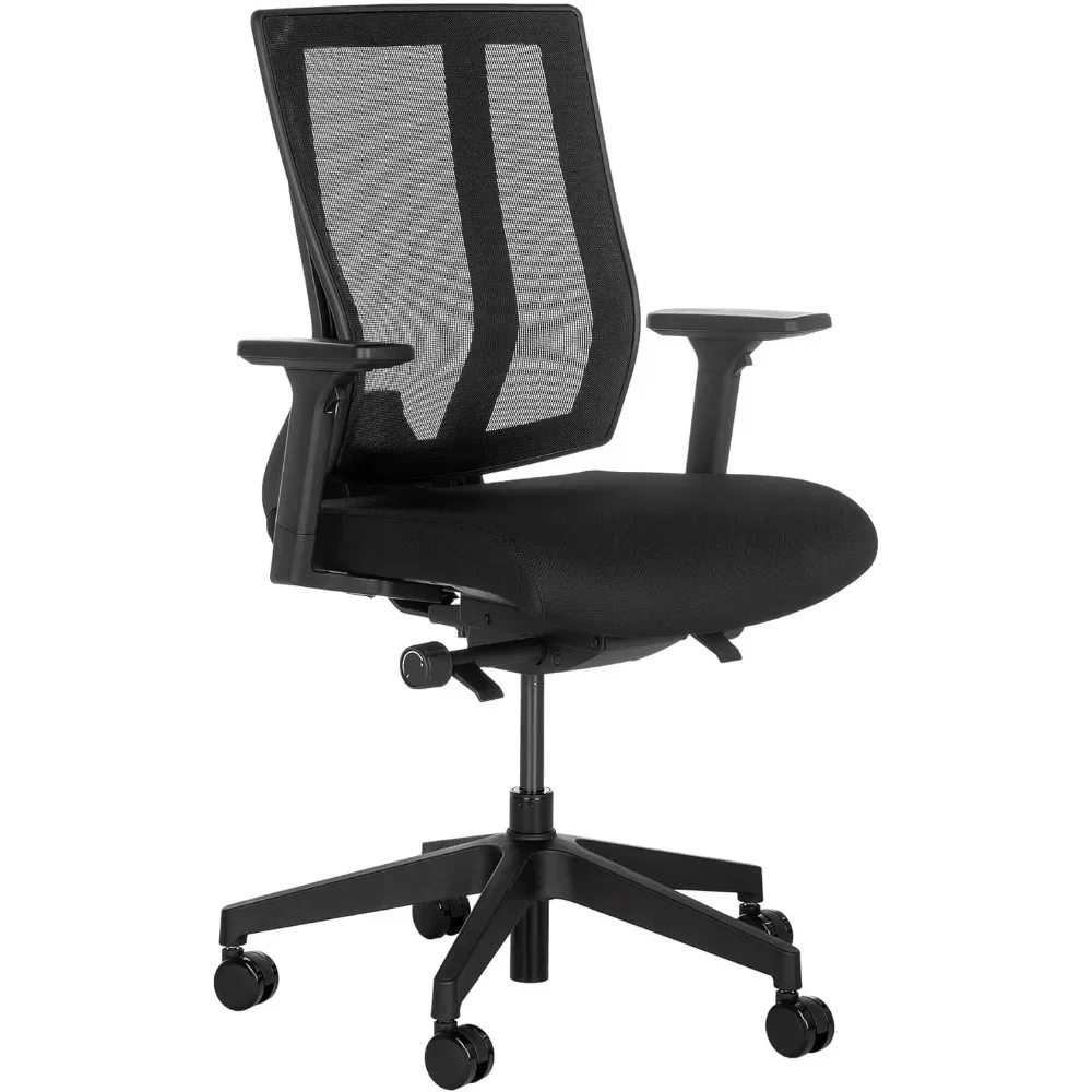 Cadeira ergonômica de escritório com malha, cadeira confortável, braços e rodízios, fácil montagem, capacidade de 300lb