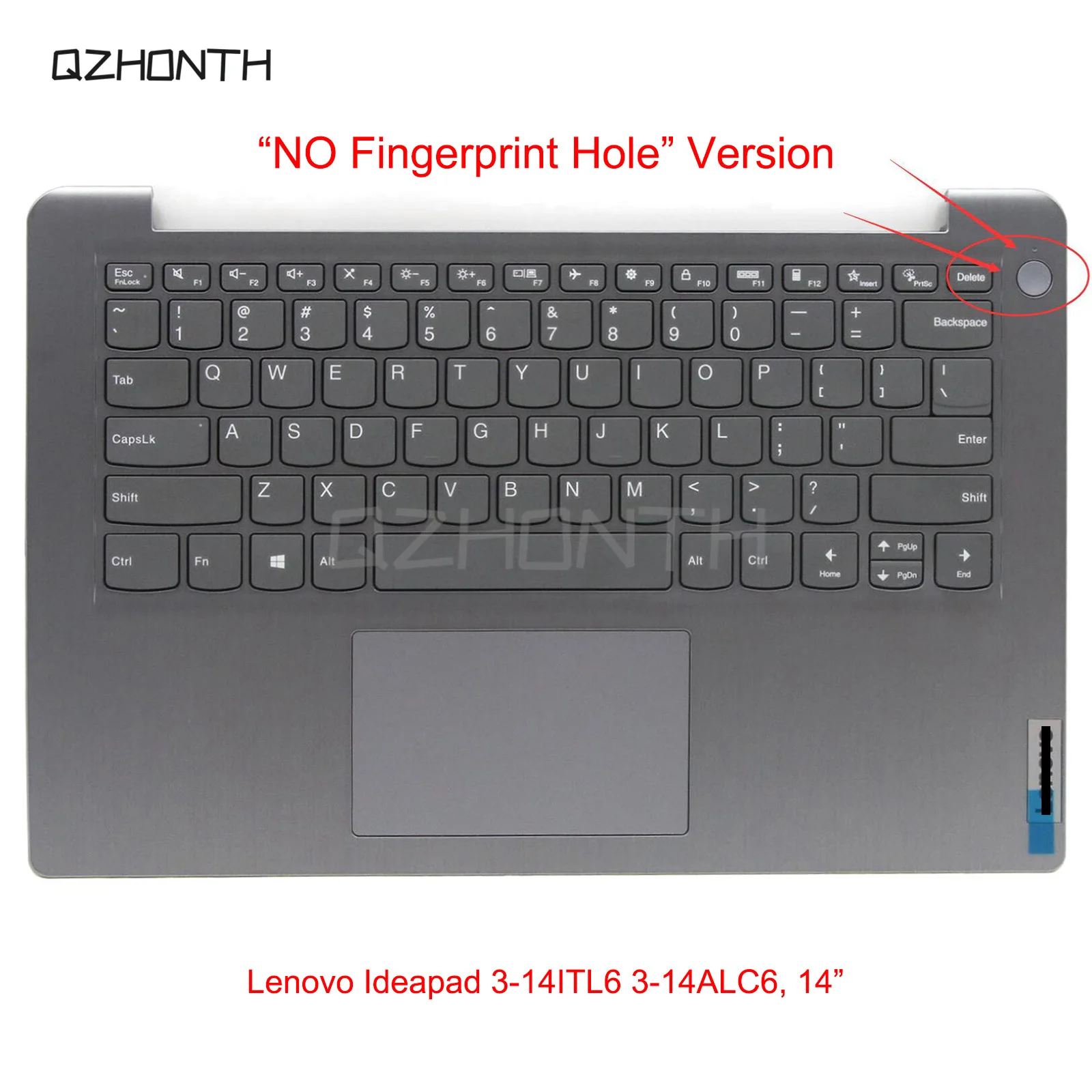 

New For Lenovo IdeaPad 3-14ITL6 3-14ALC6 Palmrest Upper Case w/ Keyboard Non-Backlit (No Fingerprint Hole) 5CB1C04426 14"