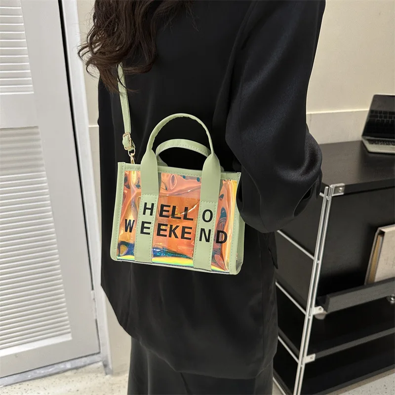 Women Fashion New Korean Bag Female Transparent Trend Letter Shoulder Large Capacity Set Crossbody Bag Luxury Designer Handbag